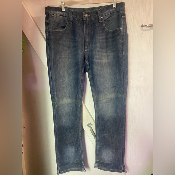 Pd & C denim Mens medium wash distressed blue jeans 36 x 32 men’s straight leg - Picture 5 of 9